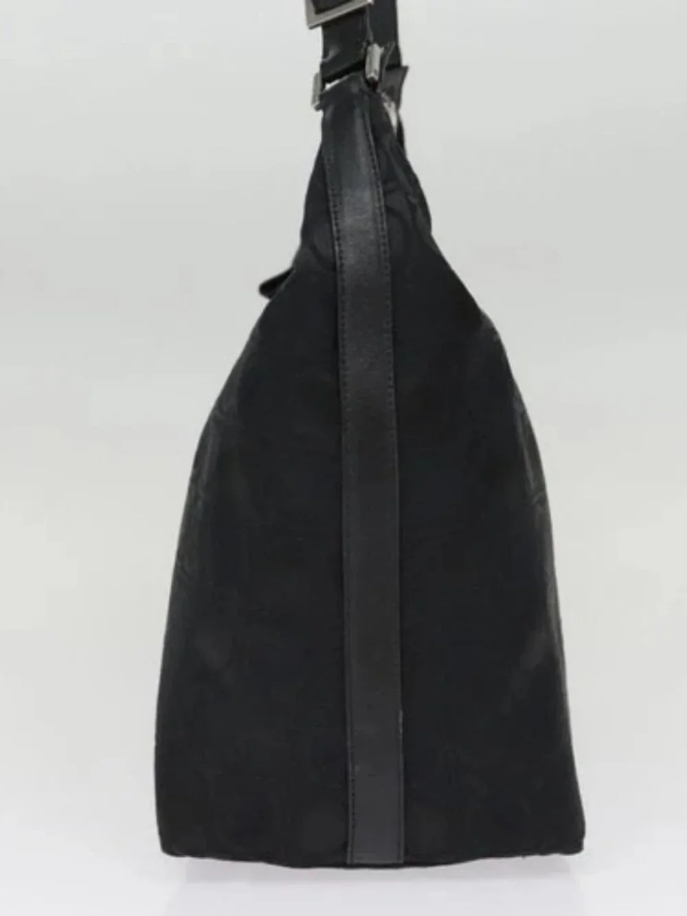 Salvatore Ferragamo Gancini Shoulder Bag Nylon Black Silver Auth bs18811